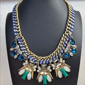 J.Crew Gold and Blue Statement Necklace